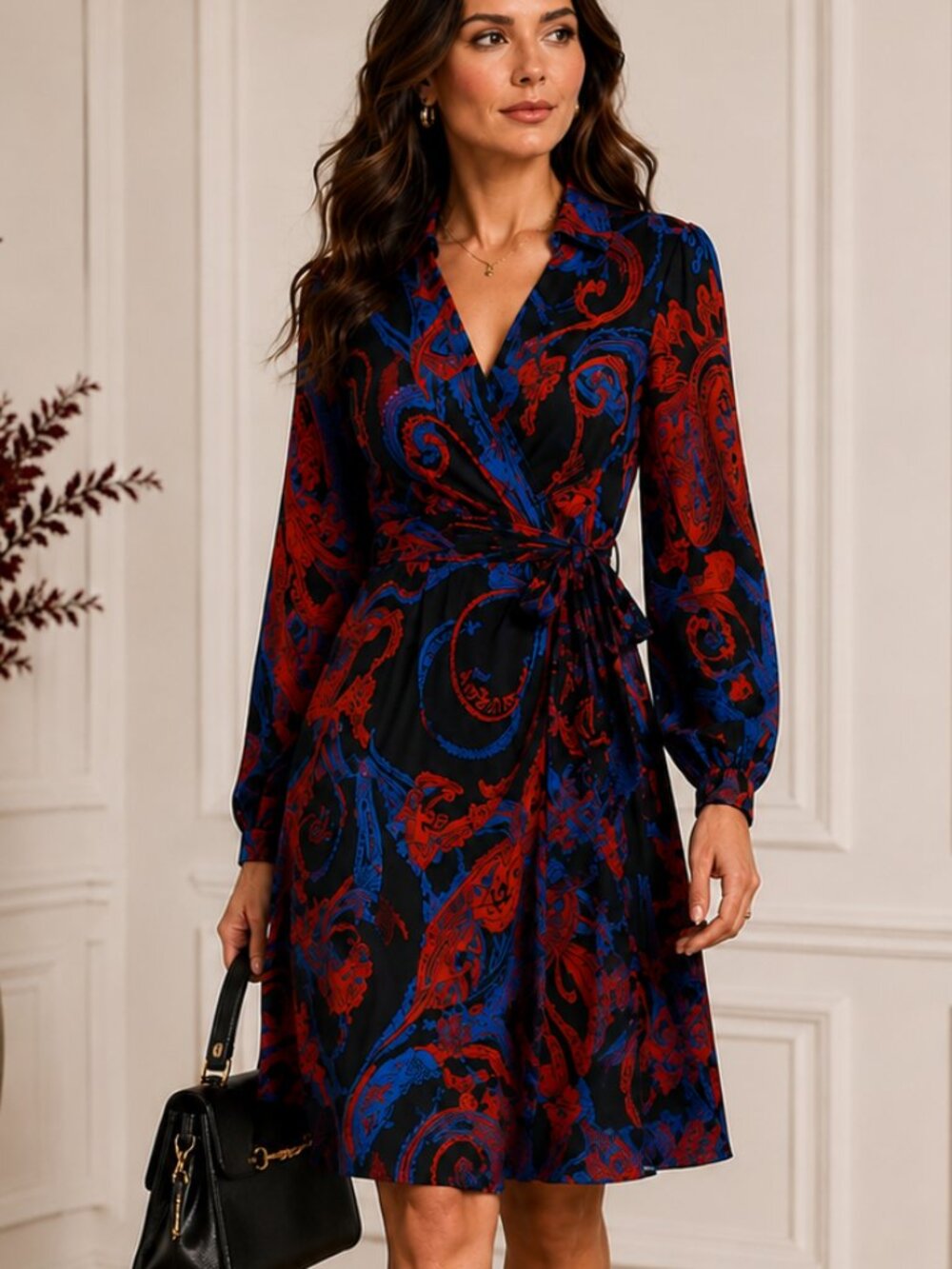 Tahari ASL Paisley Wrap Dress NWT Size 8 Bold Luxe